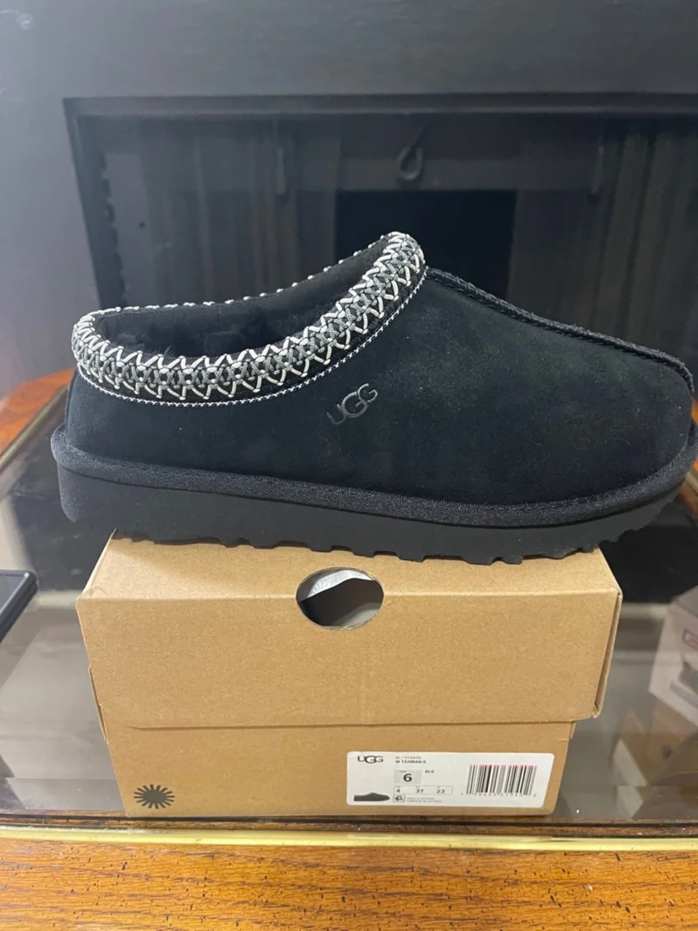 UGG Black Suede Braided-Trim Slip-On Clog - Picture 3 of 8